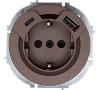 Розетка с/з TC + USB разъем Lezard OSEN шоколад 743-7388-181TC