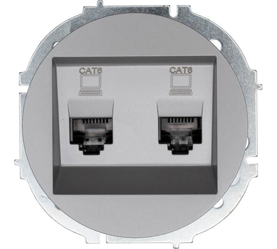 Розетка компьютерная двойная Lezard OSEN серый матовый, с модулем, Cat 6 743-7488-142 1
