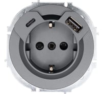 Розетка с/з TC + USB разъем Lezard OSEN серый матовый 743-7488-181TC