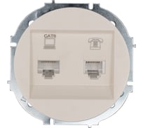 Розетка компьютер+телефон с модулем Cat 6 Lezard OSEN слоновая кость 743-9088-144