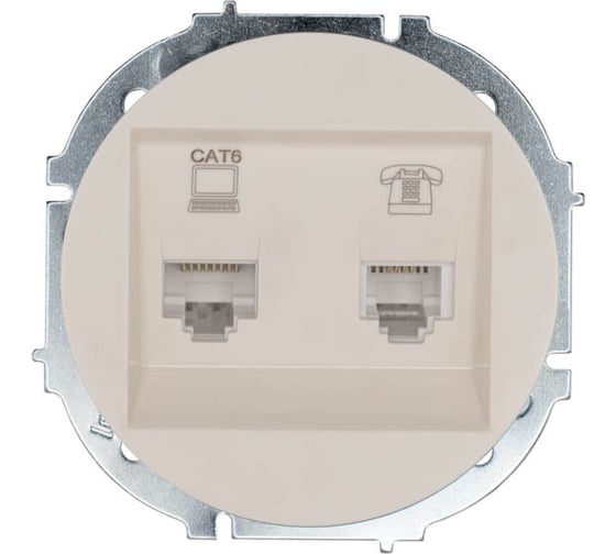 Розетка Lezard OSEN компьютер+телефон, слоновая кость, с модулем, Cat 6 743-9088-144 1