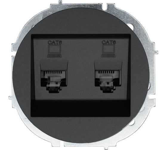 Розетка компьютерная двойная Lezard OSEN чёрный бархат, с модулем, Cat 6 743-4288-142 1