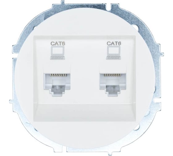 Розетка компьютерная двойная Lezard OSEN белая, с модулем, Cat 6 743-0288-142 1