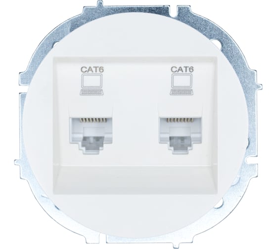 Розетка компьютерная двойная с модулем Cat 6 Lezard OSEN белая 743-0288-142 1
