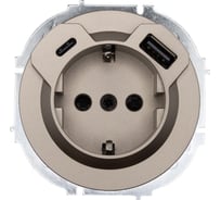 Розетка с/з TC + USB разъем Lezard OSEN титан 743-3788-181TC