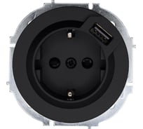 Розетка с/з + USB разъем Lezard OSEN чёрный бархат 743-4288-181