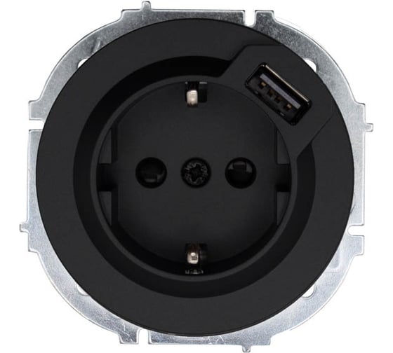 Розетка Lezard OSEN с заземлением + USB разъем, чёрный бархат 743-4288-181 1