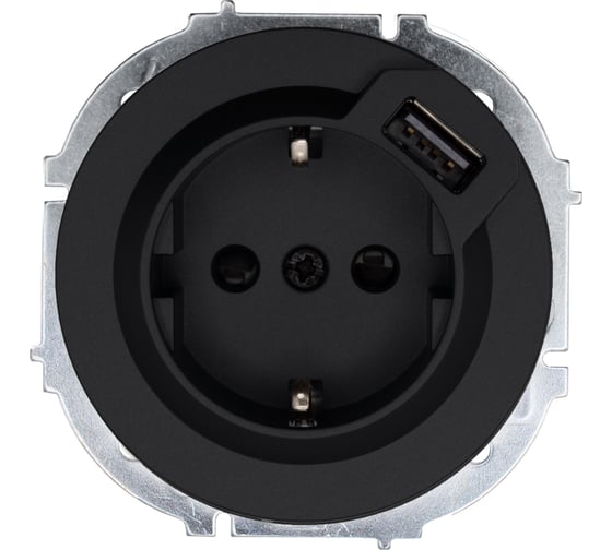 Розетка с/з + USB разъем Lezard OSEN чёрный бархат 743-4288-181 1