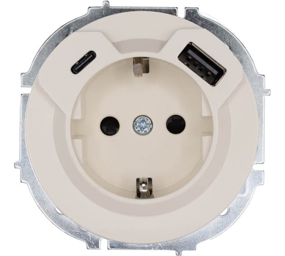 Розетка Lezard OSEN с заземлением, TC + USB разъем, слоновая кость 743-9088-181TC 1