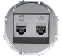Розетка компьютер+телефон с модулем Cat 6 Lezard OSEN серый матовый 743-7488-144