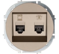 Розетка компьютер+телефон с модулем Cat 6 Lezard OSEN титан 743-3788-144