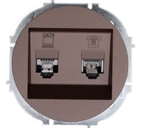 Розетка компьютер+телефон с модулем Cat 6 Lezard OSEN шоколад 743-7388-144
