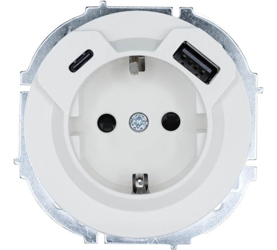 Розетка Lezard OSEN с заземлением, TC + USB разъем, белая 743-0288-181TC 1