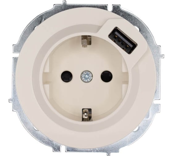 Розетка Lezard OSEN с заземлением + USB разъем, слоновая кость 743-9088-181 1