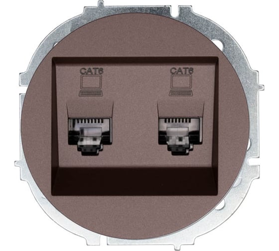 Розетка компьютерная двойная Lezard OSEN шоколад, с модулем, Cat 6 743-7388-142 1