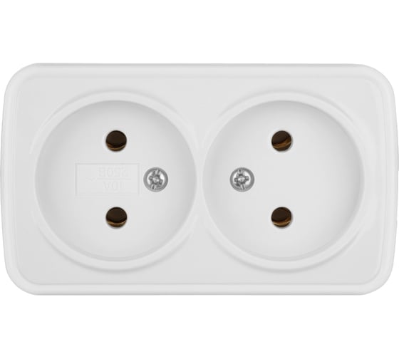 Розетка TDM ELECTRIC двойная 2П открытой установки IP20 10А, белая "Дача" Народная SQ1824-0009