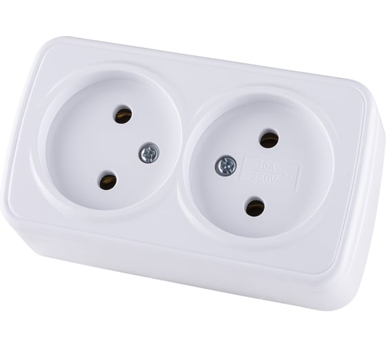 Розетка TDM ELECTRIC двойная 2П открытой установки IP20 10А, белая "Дача" Народная SQ1824-0009