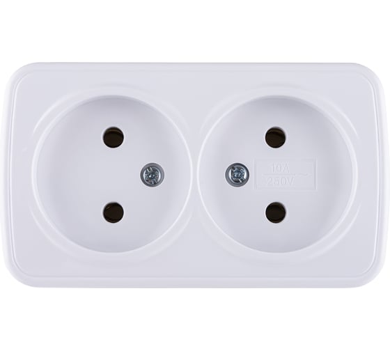 Розетка TDM ELECTRIC двойная 2П открытой установки IP20 10А, белая "Дача" Народная SQ1824-0009