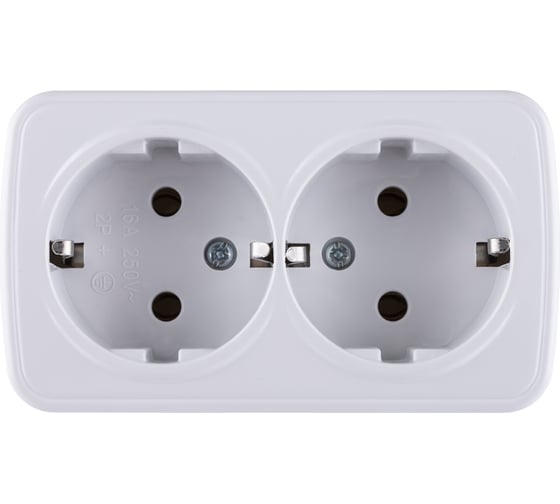 Розетка TDM ELECTRIC двойная 2П+3 открытой установки IP20 16А, белая "Дача" Народная SQ1824-0010