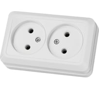 Розетка TDM ELECTRIC двойная 2П открытой установки IP20 10А 250В керамика белая "Ладога" SQ1801-0112