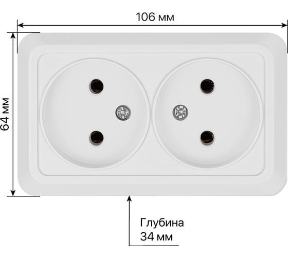 Розетка TDM ELECTRIC двойная 2П открытой установки IP20 10А 250В керамика белая "Ладога" SQ1801-0112