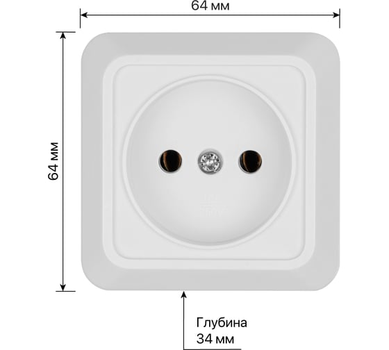Розетка TDM ELECTRIC 2П открытой установки IP20 10А 250В керамика белая "Ладога" SQ1801-0110
