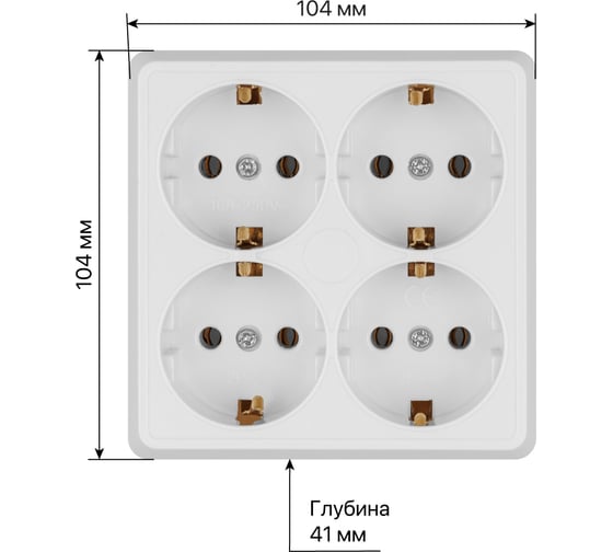 Розетка TDM ELECTRIC четырехместная 2П+3 открытой установки IP20 16A белая "Ладога" SQ1801-0122