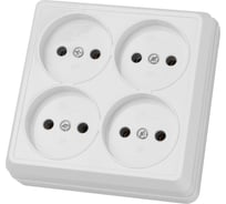 Розетка TDM ELECTRIC четырехместная 2П открытой установки IP20 10A белая серия "Ладога" SQ1801-0120