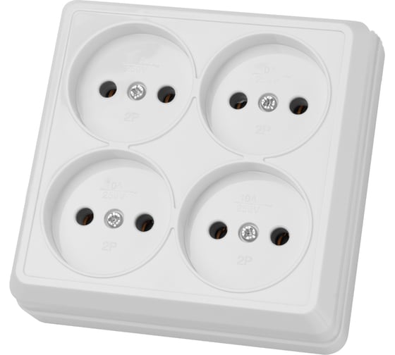 Розетка TDM ELECTRIC четырехместная 2П открытой установки IP20 10A белая серия "Ладога" SQ1801-0120 1