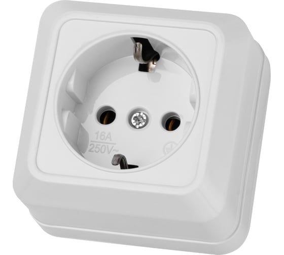 Розетка TDM ELECTRIC 2П+3 открытой установки IP20 16А 250В керамика белая "Ладога" SQ1801-0111 1