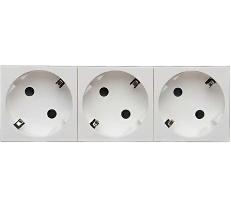Розетка электрическая SPL 3х2К+З со шторками, с безвинтовым зажимом, под углом 45гр (белый), 1 шт. 200082