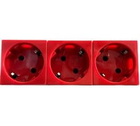 Розетка электрическая SPL 3х2К+З со шторками, с безвинтовым зажимом, под углом 45гр (красный), 1 шт. 200083