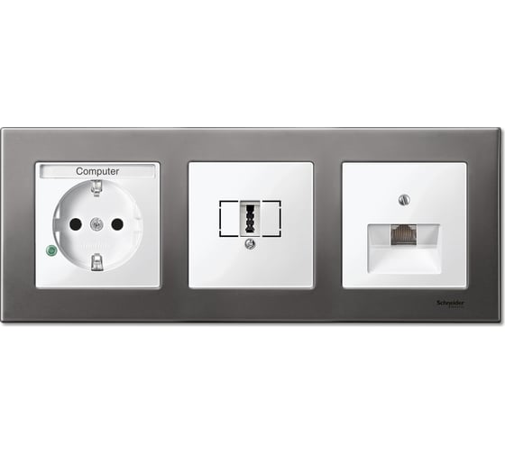 3-ая рамка Systeme Electric Merten SM M-Elegance Серый родий SE MTN403314 1