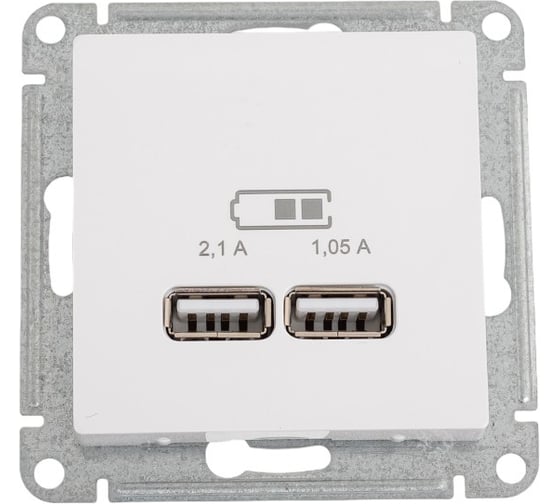 Розетка Systeme Electric AtlasDesign Белый USB 2-ая, 5В, 2,1 А ATN000133 1