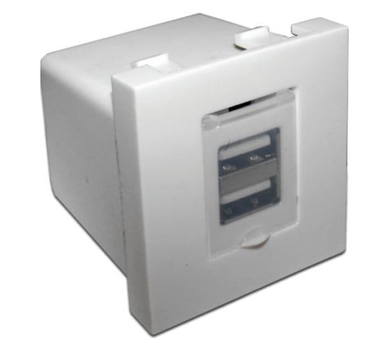 Модуль LANMASTER USB-зарядки, 2 порта, 45x45, белый LAN-EZ45x45-2U/R2-WH