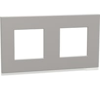 2-ная горизонтальная рамка Systeme Electric Unica Pure Алюминий матовый/Белая NU600480