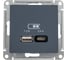 USB розетка Systeme Electric AtlasDesign Грифель A+С, 5В/2,4А, 2х5В/1,2А, механизм SE ATN000739 2