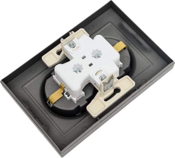 Розетка Systeme Electric AtlasDesign Сталь с/з двойная, со шторками, 16А, в сборе SE ATN000926