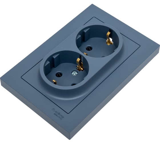 Розетка Systeme Electric AtlasDesign Грифель с/з двойная, со шторками, 16А, в сборе SE ATN000726