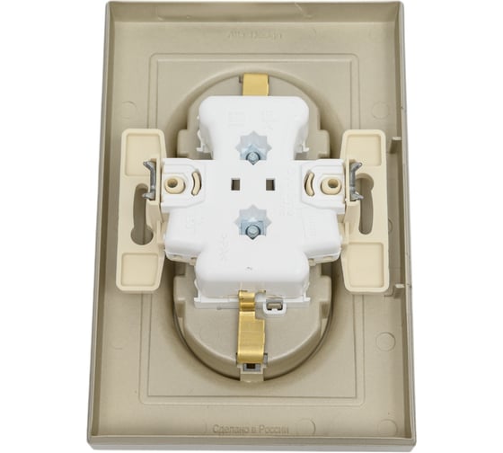 Розетка Systeme Electric AtlasDesign Шампань с/з двойная, со шторками, 16А, в сборе SE ATN000526
