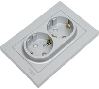 Розетка Systeme Electric AtlasDesign Алюминий с/з двойная, со шторками, 16А, в сборе SE ATN000326