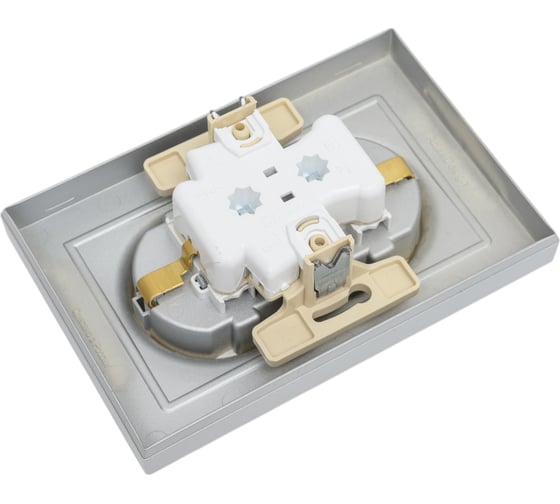 Розетка Systeme Electric AtlasDesign Алюминий с/з двойная, со шторками, 16А, в сборе SE ATN000326