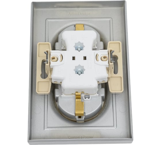 Розетка Systeme Electric AtlasDesign Алюминий с/з двойная, со шторками, 16А, в сборе SE ATN000326