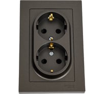 Розетка Systeme Electric AtlasDesign Мокко с/з двойная, со шторками, 16А, в сборе SE ATN000626
