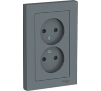Розетка Systeme Electric AtlasDesign Грифель б/з двойная, со шторками,16А, в сборе SE ATN000722