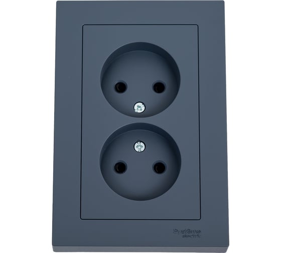 Розетка Systeme Electric AtlasDesign Грифель б/з двойная, со шторками,16А, в сборе SE ATN000722