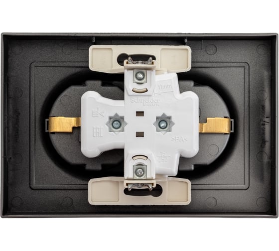 Розетка Systeme Electric AtlasDesign Сталь с/з двойная, 16А, в сборе SE ATN000924