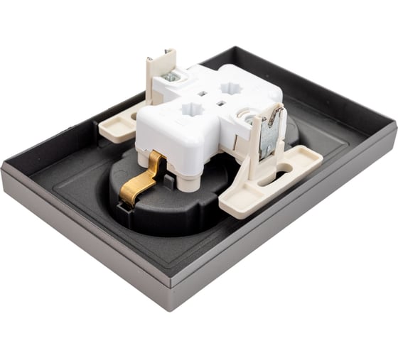 Розетка Systeme Electric AtlasDesign Сталь с/з двойная, 16А, в сборе SE ATN000924
