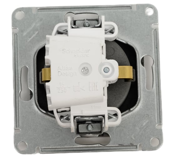 Розетка Systeme Electric AtlasDesign Сталь с/з, 16А, механизм SE ATN000943