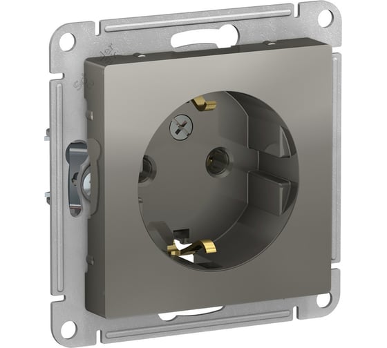 Розетка Systeme Electric AtlasDesign Сталь с/з, 16А, механизм SE ATN000943